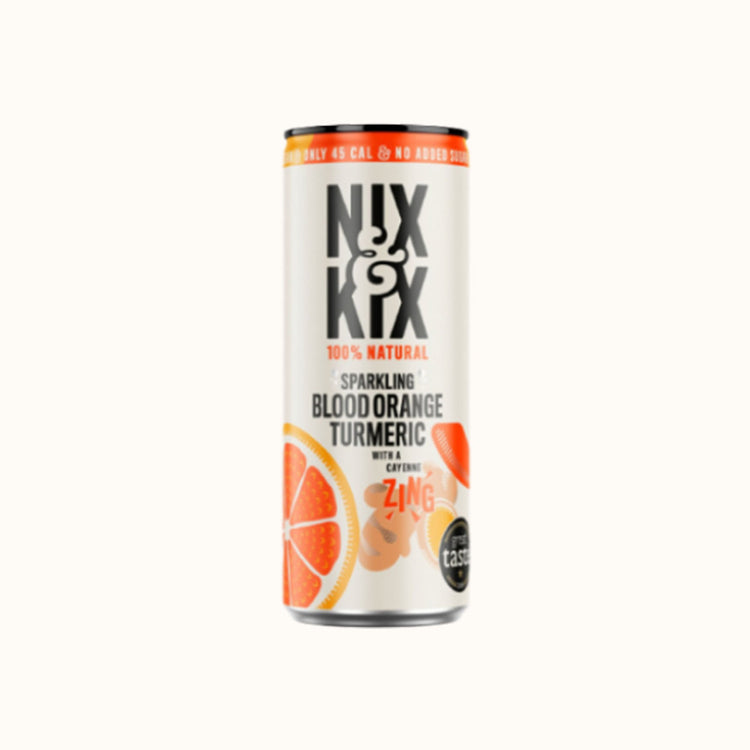 NIX KIX sparkling blood orange turmeric blikje op witte achtergrond
